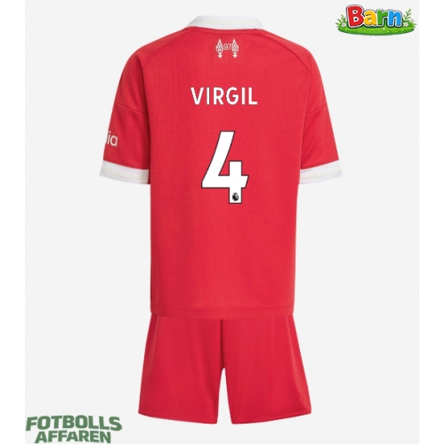 Liverpool Virgil van Dijk #4 Hemmaställ Barn 2025-26 Kortärmad (+ Korta byxor)